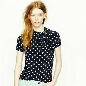 J. Crew Silk Tie-Neck Dot Blouse